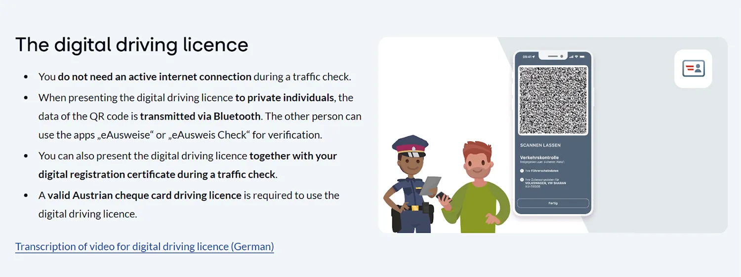 Austria's eAusweise app as a mobile driver's license